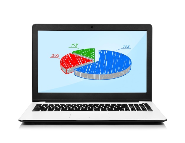 Foto laptop mit diagramm