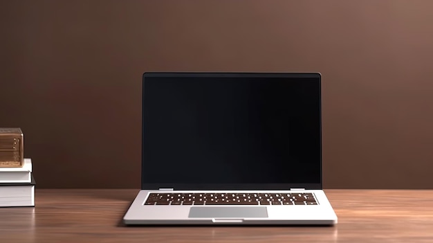 Laptop mit leerem Bildschirm auf Tischarbeitsplatz. Laptop mit leerem Bildschirmhintergrund
