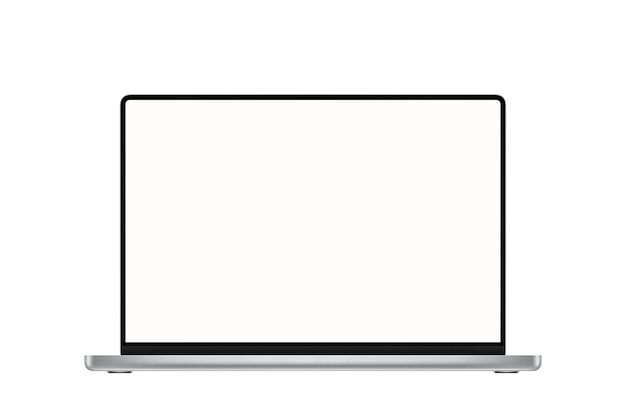 Laptop mit leerem Bildschirm auf weißem Hintergrund