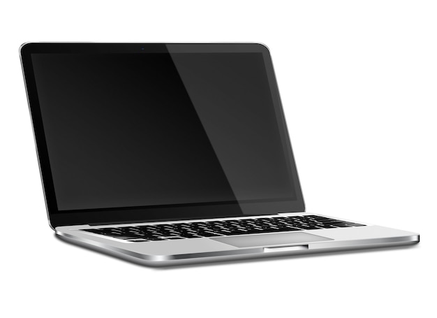 Foto laptop mit schwarzem bildschirm.