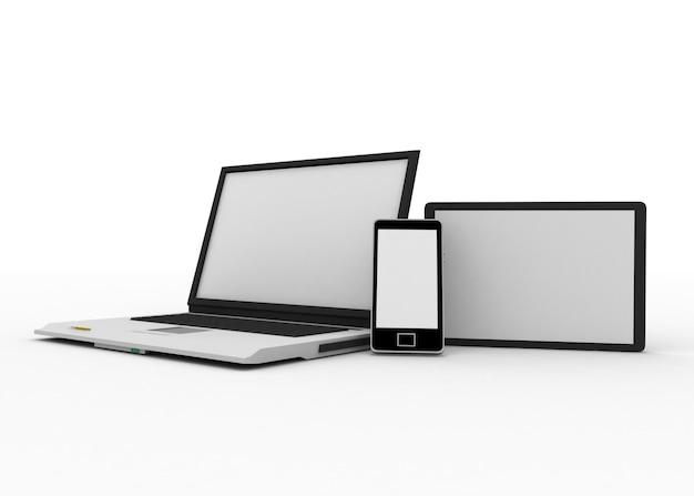 Laptop, Mobiltelefon und digitaler Tablet-PC