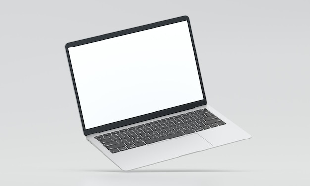 Foto laptop-modell im gleichgewicht