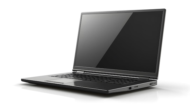 Laptop negro moderno aislado sobre un fondo blanco