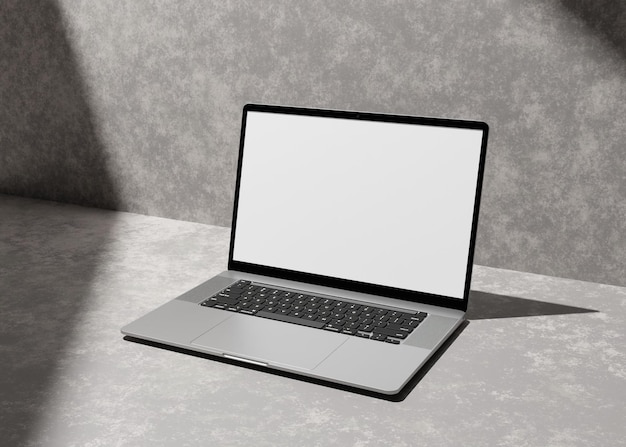 Laptop- oder Notebook-Computer mit isoliertem leeren Bildschirm
