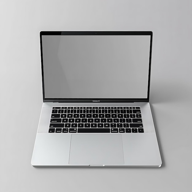 Laptop con pantalla en blanco sobre fondo blanco Ilustración 3D