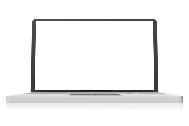 Laptop con pantalla vacía sobre fondo blanco Ilustración 3D