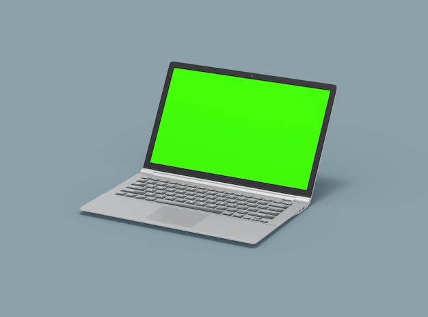 Laptop con pantalla verde cambiable para el UIUX Product Showcase3D Render