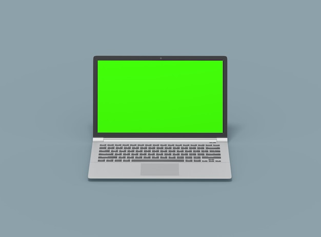 Laptop con pantalla verde cambiable para el UIUX Product Showcase3D Render
