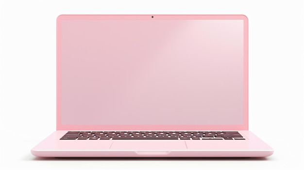 laptop rosa em fundo branco