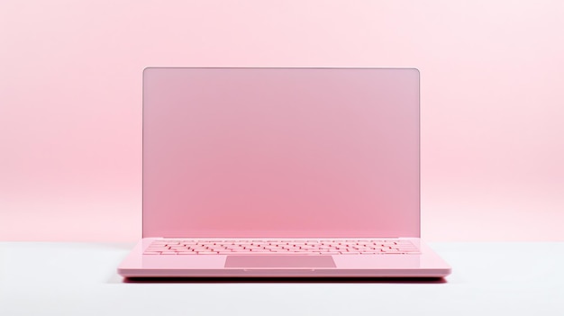 Foto laptop rosa em fundo branco