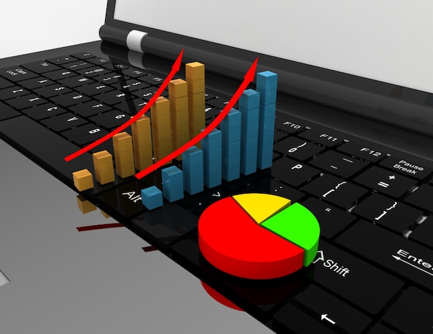 Laptop und Grafik. Geschäftskonzept