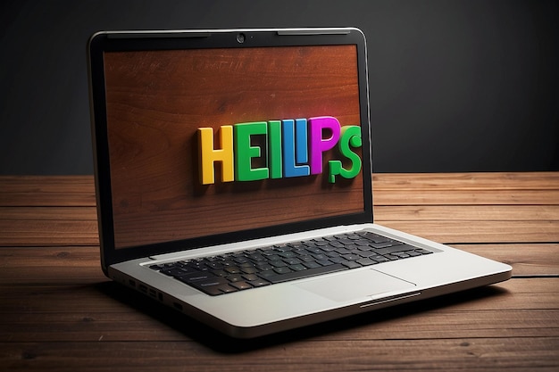 Laptop vacío con una palabra de color Ayuda