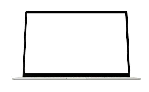 Laptop-Vorlage isoliert auf Weiß Vorlagenmodell Laptop-Modell mit weißem Bildschirm isoliert auf weißem Hintergrund für Werbetext-Modellvorlage