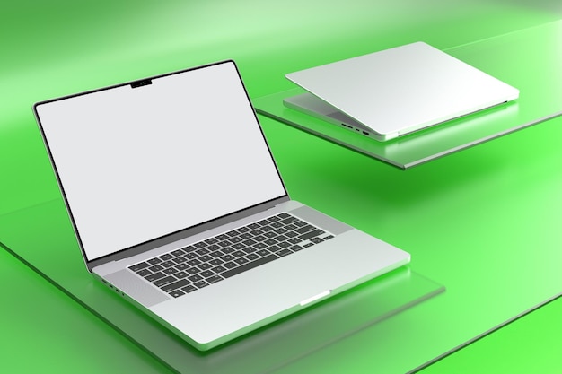 Laptops Lado Izquierdo Sobre Fondo De Vidrio
