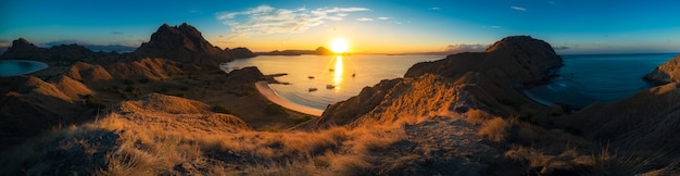 Laranja, amanhecer, vista, de, Padar, ilha, parte, de, komodo, parque nacional