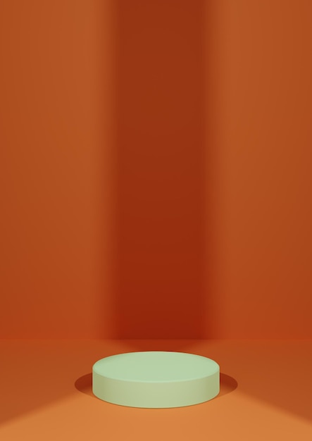 Laranja brilhante renderização mínima de exposição de fotografia de produto em branco suporte de pódio de cilindro de fundo