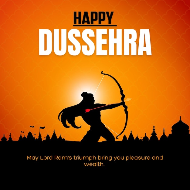 Laranja e Negra Índia Feliz Dussehra Saudação