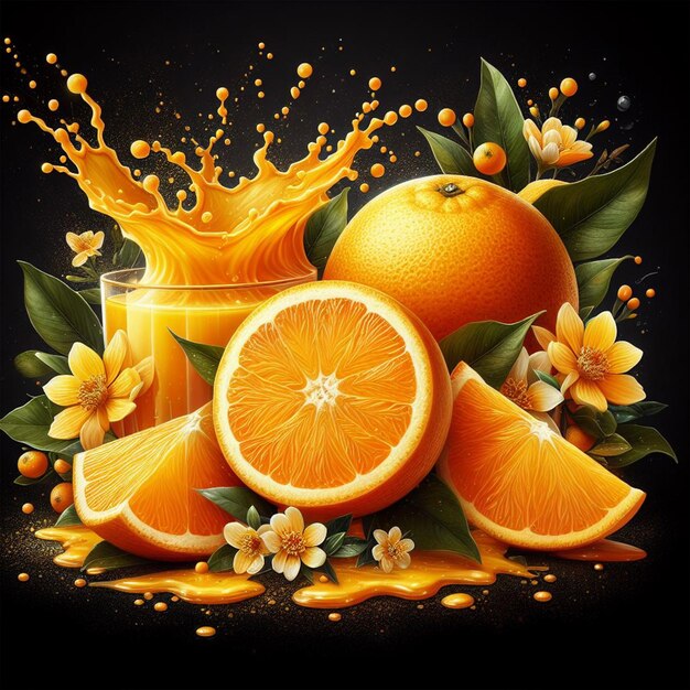 Laranja fresca para redes sociais modelo de design post banner e suco de laranja