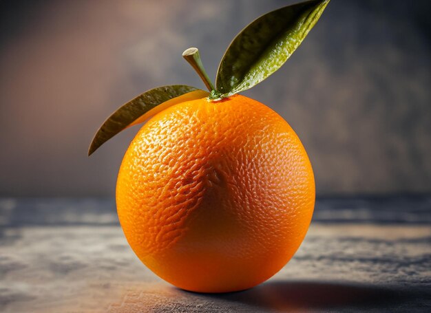 Laranja realista na mesa escura Generative Ai