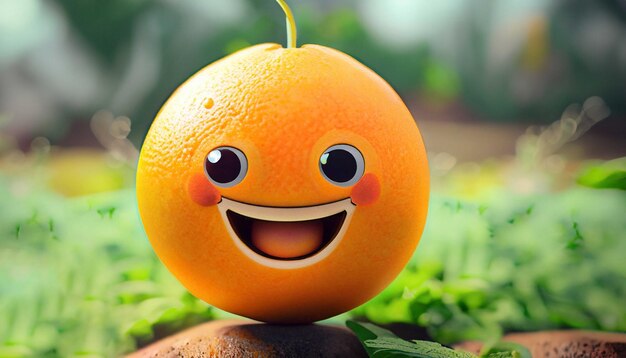 Foto una laranja sonriente en un jardín día mundial de la sonrisa