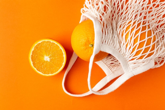 Laranjas em algodão compras eco amigável saco em fundo laranja