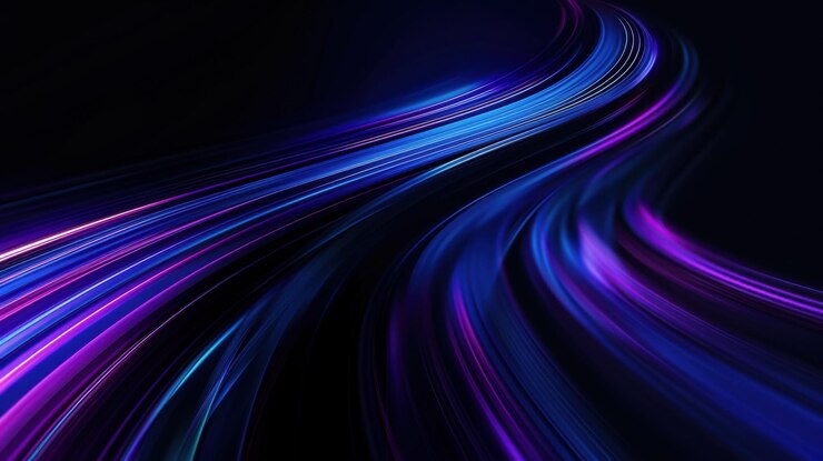 Una larga línea curva de colores azul y púrpura