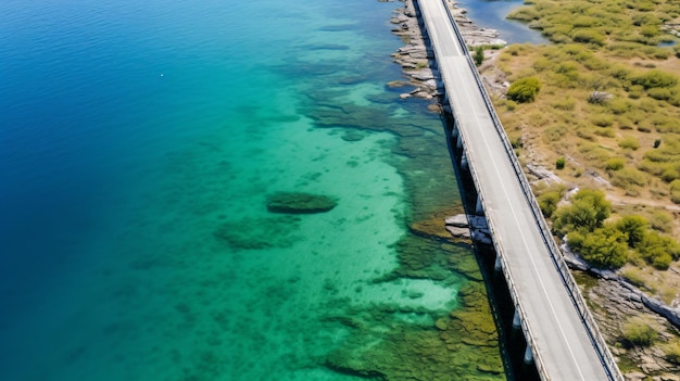 un largo puente sobre un cuerpo de agua