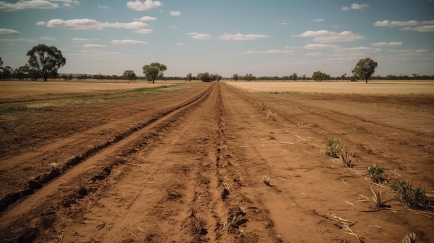 Un largo tramo de tierras de cultivo asolado por la sequía con par AI generado