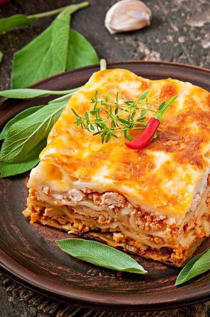 Lasagna clásica con salsa de Bolognese