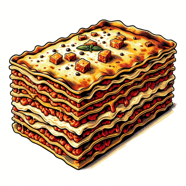 Foto lasagna comida italiana típica ilustración de diseño de dibujos animados