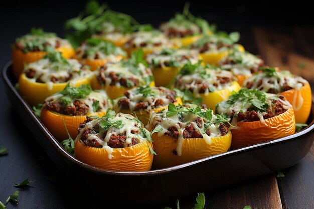 Lasagna encantadora Pimenta recheada com queijo Lasagna tradicional Fotografia de imagem