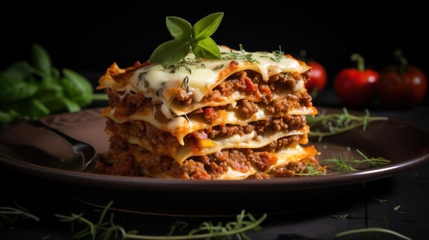 Lasagna tradicional con una rica salsa boloñesa