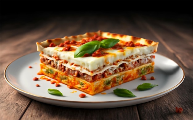 Foto lasagne mit weißer und roter soße