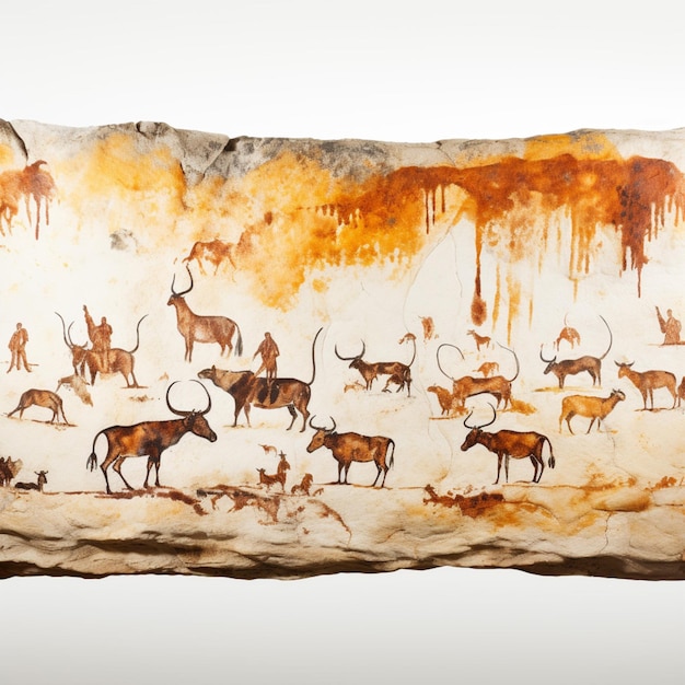 Lascaux-Höhlenmalereien mit weißem Hintergrund