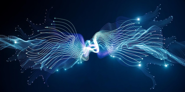 Láser de energía de plasma de neurona azul dinámica creativa Tecnología virtual futurista de fondo Imagen generada digitalmente Renderización 3D