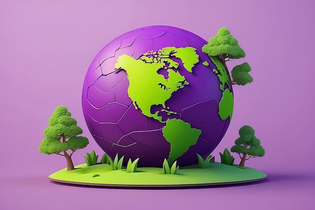 Lass globe ball com árvores crescendo e natureza verde