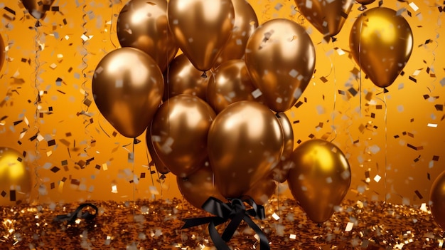 Lassen Sie die Feier beginnen. Bunte Luftballons und Konfetti erfüllen die Luft mit Freude und Aufregung. Generative KI