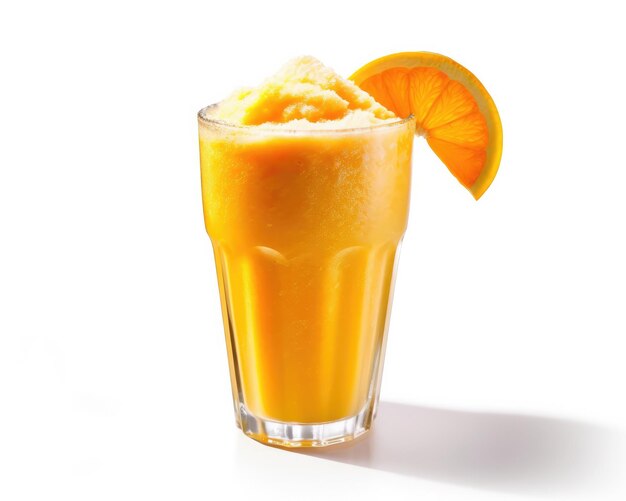 Lassi de laranja Smoothie fresco com fruta laranja em tiro de estúdio de fundo branco isolado