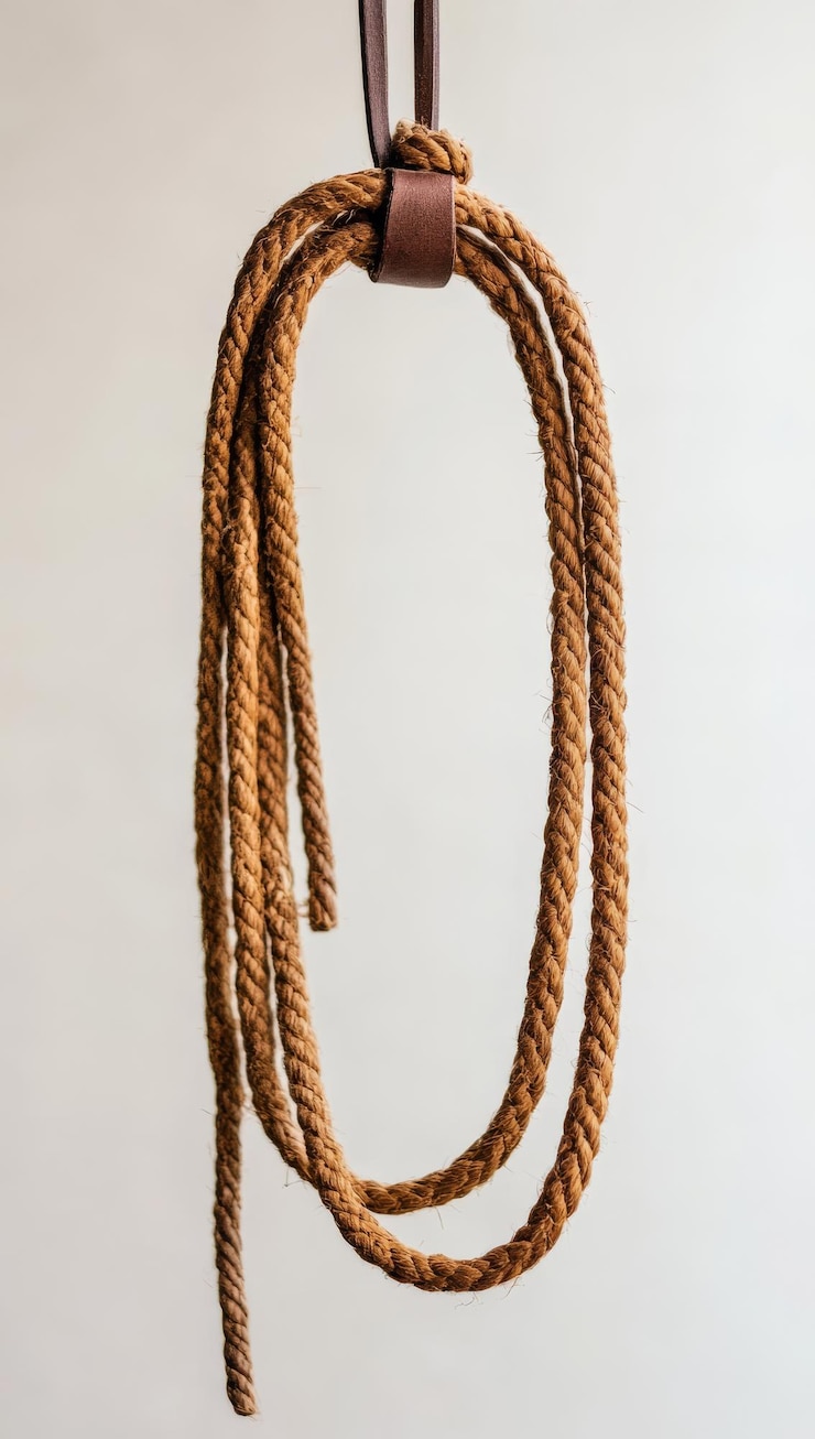 Foto lasso dinâmico em close-up em fundo branco com espaço vazio para texto