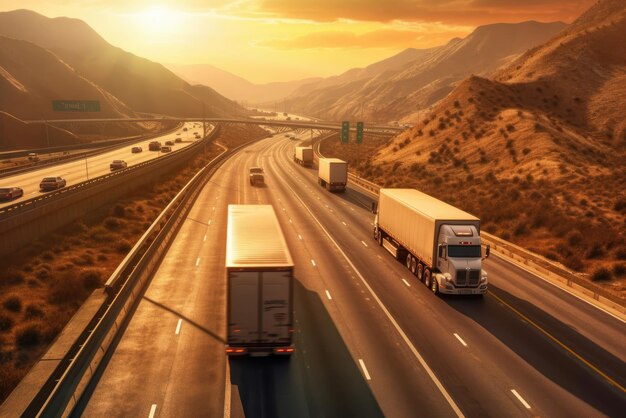 Lastwagen auf der Autobahn Verkehrsthema Straßenfahrzeuge Thema Generative KI