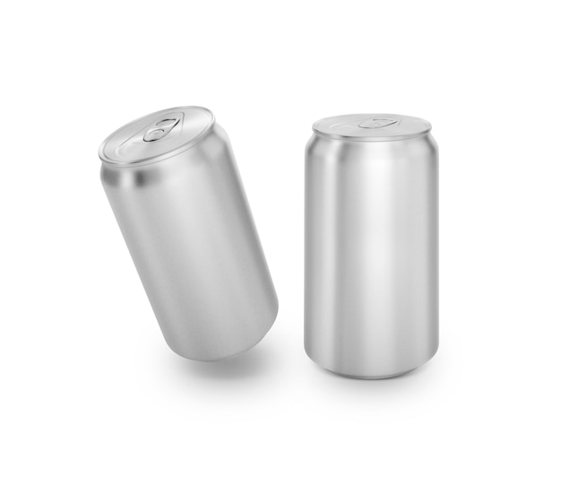Una lata de aluminio aislada sobre un fondo blanco
