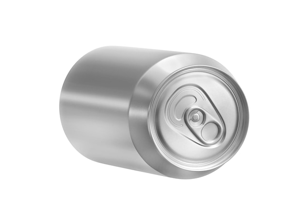 Lata de aluminio aislado sobre fondo blanco.