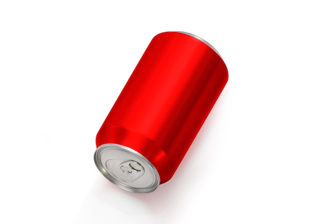 lata de aluminio de soda roja sobre un fondo blanco