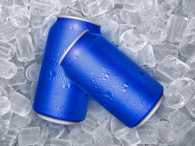 Lata de bebida fría ice cubea de jugosa bebida refrescante de verano