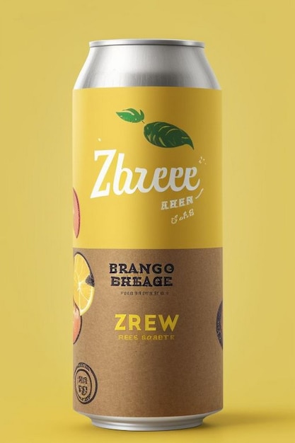 lata de cerveja soda amarela com sombra dura