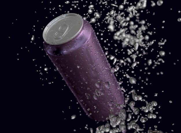 Foto una lata púrpura de refresco con una tapa plateada que dice 