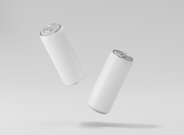 Lata de refresco de aluminio blanco maqueta de lata de metal de contenedor realista 3d para cerveza o bebida energética