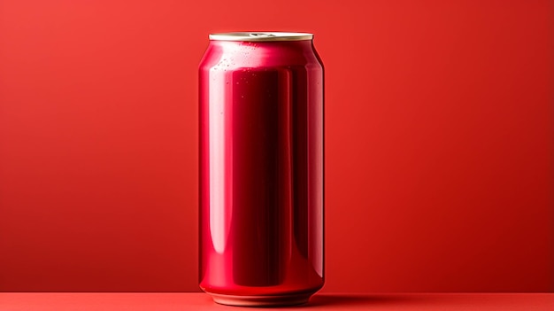 Foto una lata de refresco roja sobre un fondo rojo.