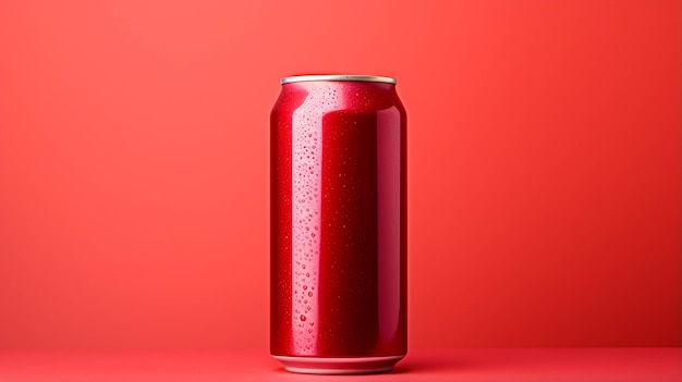 Foto una lata de refresco roja sobre un fondo rojo.
