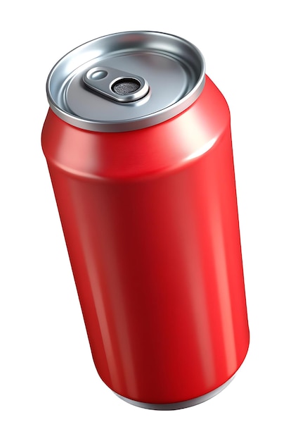 una lata roja de refresco se muestra sobre un fondo blanco